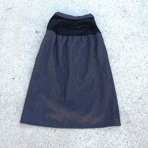 Valentino Miss V Vintage Wool Midi Skirt Velvet Panel Made in Italy Size IT 40